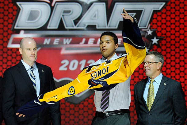 Seth Jones was chosen fourth overall by the Nashville Predators at the 2013 NHL Draft.
